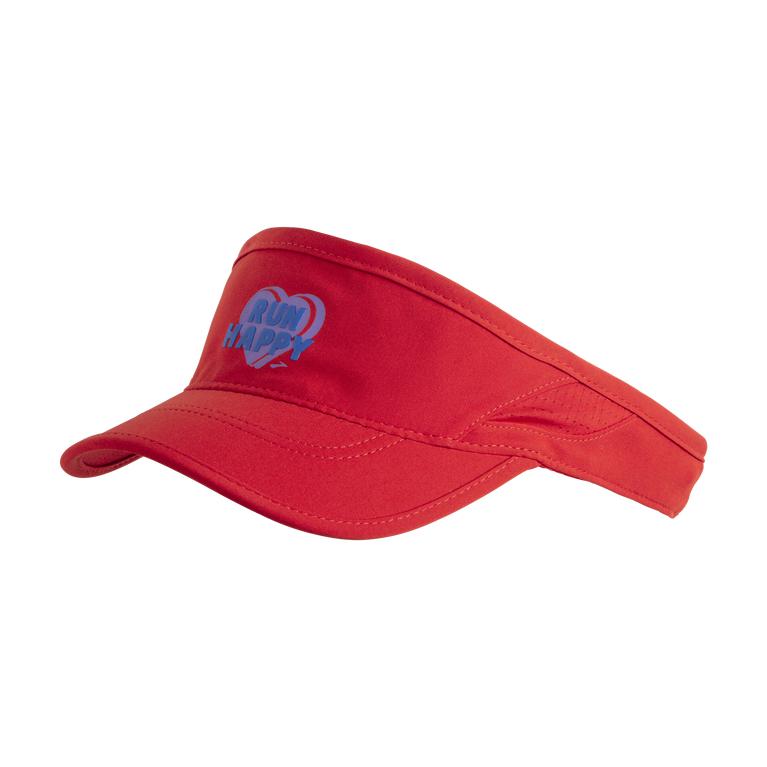 Brooks Men's Chaser With Sweatband Running Visor - Jamberry/Red/Run Happy Heart (ELUG26834)